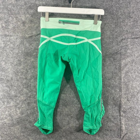 Lululemon Run Pace Crop Leggings 4 Very Green Fresh Teal Mid Rise Capri - Picture 3 of 15